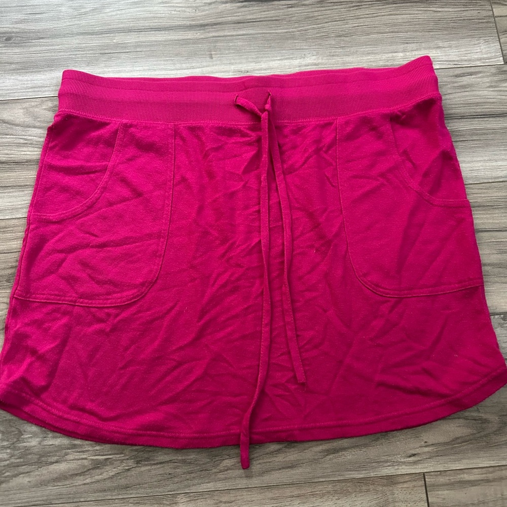 Balance Collection Active Sweatshirt Skirt with Drawstring Waist in Pink Size XL